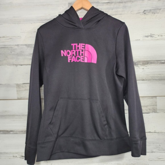 The North Face Tops - The North Face Hoodie Women Medium Black Pink Logo Pullover Active Outdoors